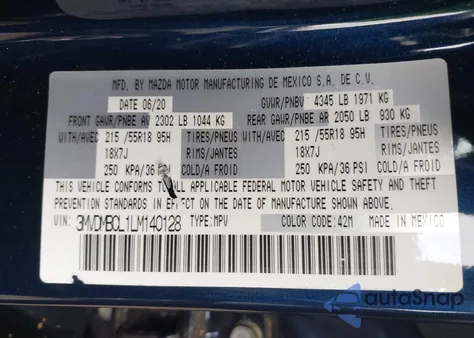 2020 Mazda Cx-30 Select Package from USA, damaged, VIN 3MVDMBCL1LM140128